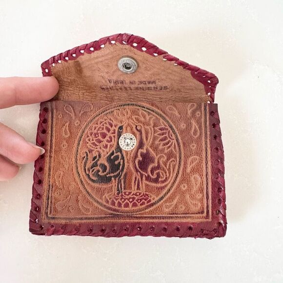 Vintage Indian Leather Handmade Clutch Coin Purse - Picture 4 of 6